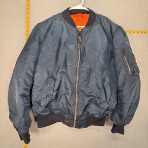 Vintage Alpha Industries Jacket Mens LT Blue MA-1 USAF Military Flight Bomber